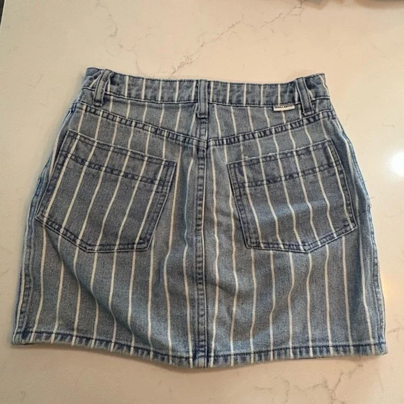 Billabong Denim Striped Button-Down Mini Skirt - Picture 2 of 5